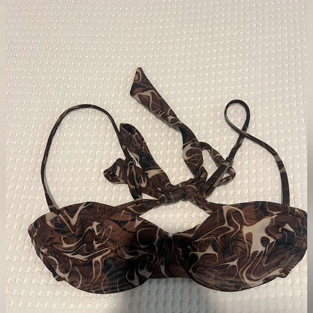 Brown Patterned Women's Bikini Top